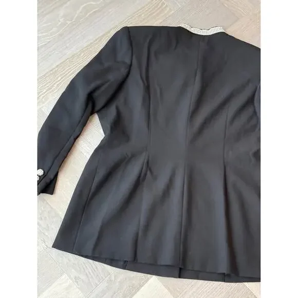Vtg Glam Black Rhinestone Embellished Blazer Jacket 18 Sophisticated Evening 80s - Picture 8 of 9